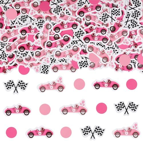 Wonmelody Race Car Confetti Party Decor 200PCS Pink