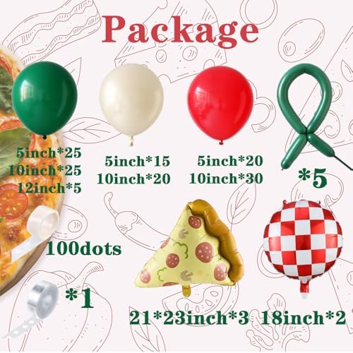 PageebO Pizza Party Decorations 150PCS Balloons Kit
