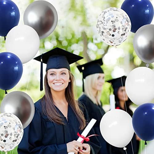 144PCS Navy Blue Silver Balloons Garland Kit for Parties