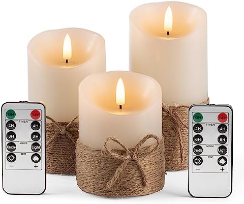 Flameless Candles Set with Remote Control and Timer 4 5 6 Pack of 3