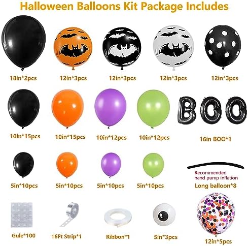 Halloween Balloon Garland Arch Kit with BOO Foil Balloons
