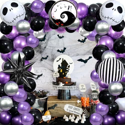 Skull Halloween Balloon Garland Kit - Purple Black Arch Decorations