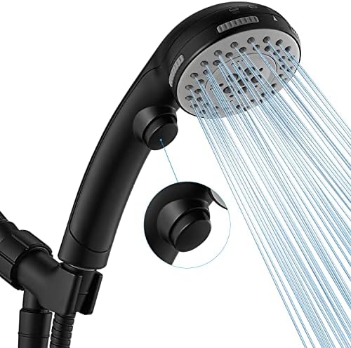 DOILIESE High Pressure 6 Setting Handheld Shower Head with Spa Spray - Matte Black