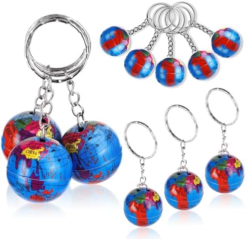 PROLOSO 48 Pcs Globe Keychains Bulk for Kids