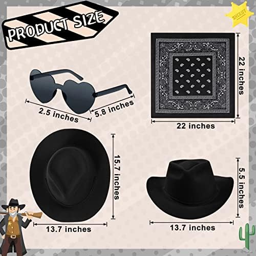 Newcotte 18 Pcs Western Cowboy Hat Set