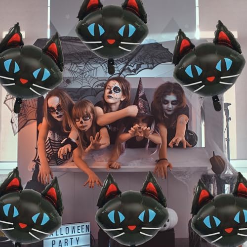 6-Pack 22 Inch Black Cat Shaped Balloons - Halloween Party Decorations