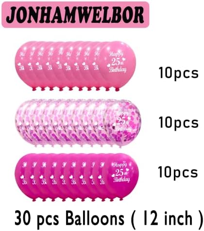 Happy 25th Birthday Balloons 30pcs 12inch Set