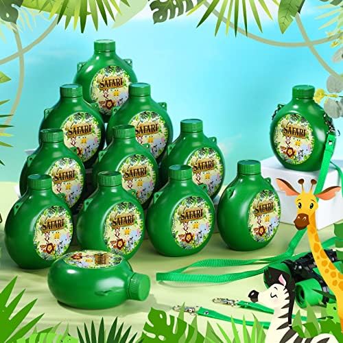Eaasty 12 Set Jungle Safari Kids Water Bottles with Straps