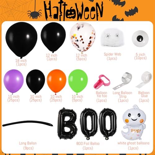 114 Pcs Halloween Balloons Garland Kit