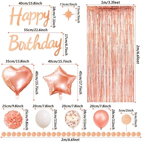 ZERODECO Rose Gold Birthday Decorations