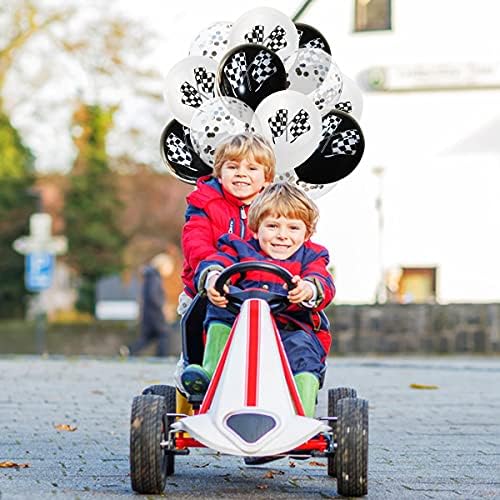 30 Piece Checkered Race Car Latex Balloons for Kids Birthday Party