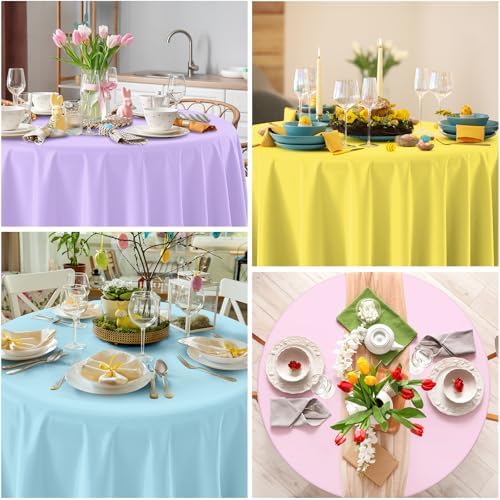 12Pcs 84 Inch Round Pastel Tablecloths Rainbow Mix Color