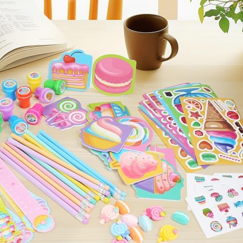 BenLouis 192Pcs Candyland Party Favors School Supplies for Kids
