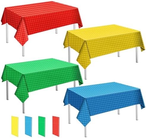 Wanjia 4PCS Building Block Tablecloths for Parties