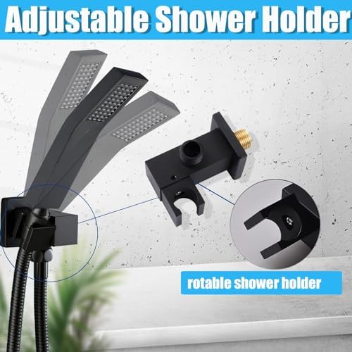 Black Handheld Shower Wand with 59 Inch Hose and Brass Sprayer