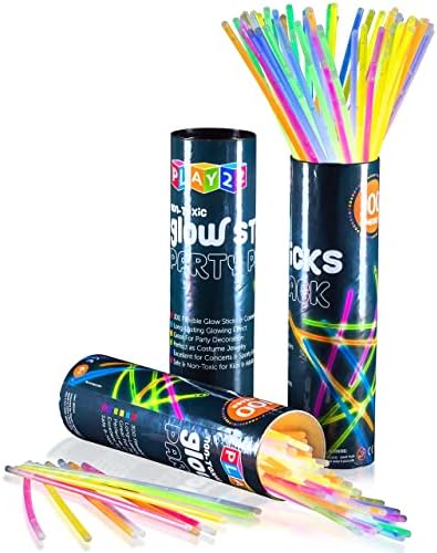 Play22 300 Pc 8 Ultra Bright Glow Sticks Bulk Party Pack