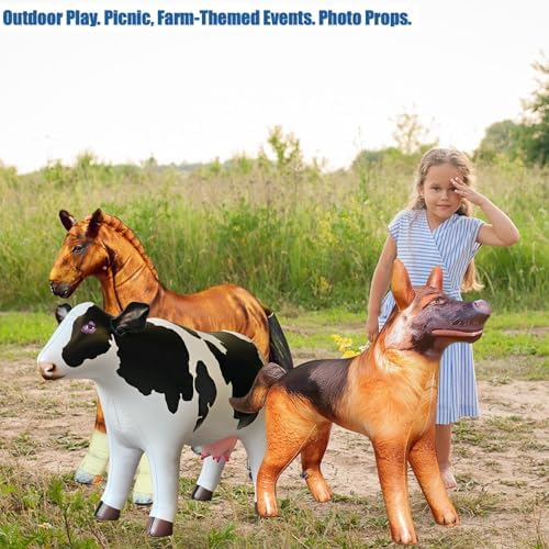 Jet Creations 3-PK Inflatable Animals Cow Horse German Shepherd