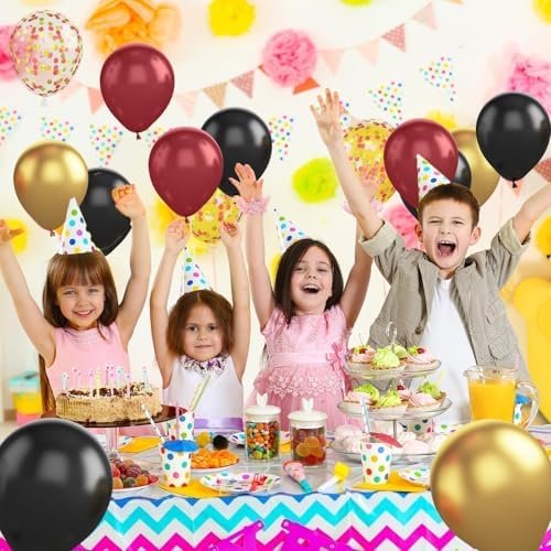 Black Red Gold Balloon Set 60 Pcs 12 Inches Decorations