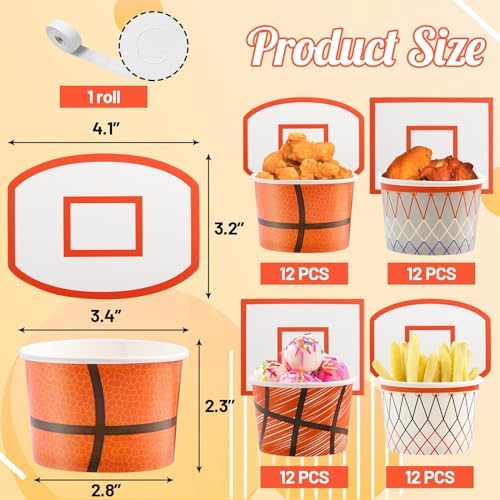 WorldBazaar Basketball Hoop Snack Cups 48 Sets