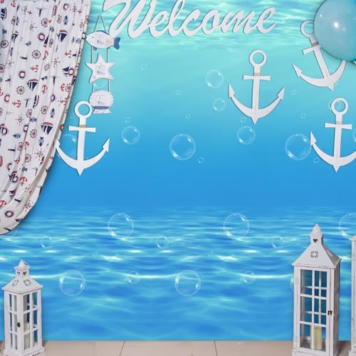 54 Inch Ocean Waves Plastic Tablecloth Roll for Pool Party Decor