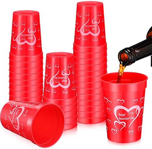 CHENGU Valentines Heart Cups 12 Oz 48 Count Pack