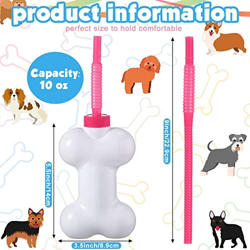 Eaasty 24 Pcs Dog Bone Cups with Lids and Straws