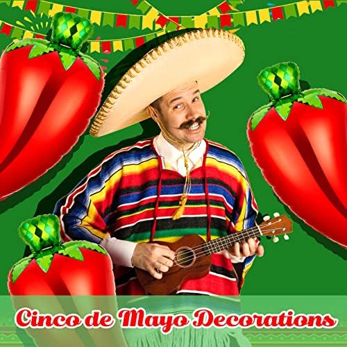 12 Pcs Chili Shaped Foil Balloons for Mexican Fiesta Decorations