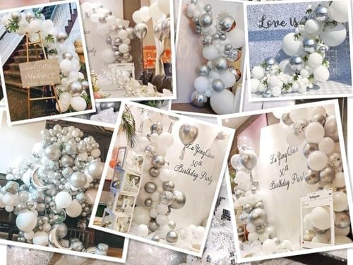 White and Silver Balloons Garland Arch Kit for Parties