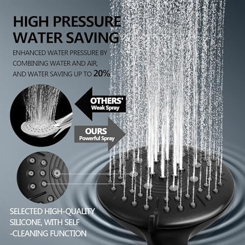 48-Setting High Pressure 3-Way Shower Combo with Matte Black Finish