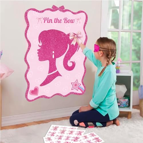 Pink Bow Pin the Tail Game Party Favor Set