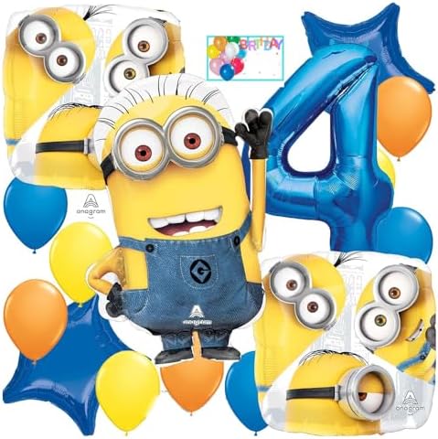 Anagram Minions Foil Balloon Bouquet Party Decorations