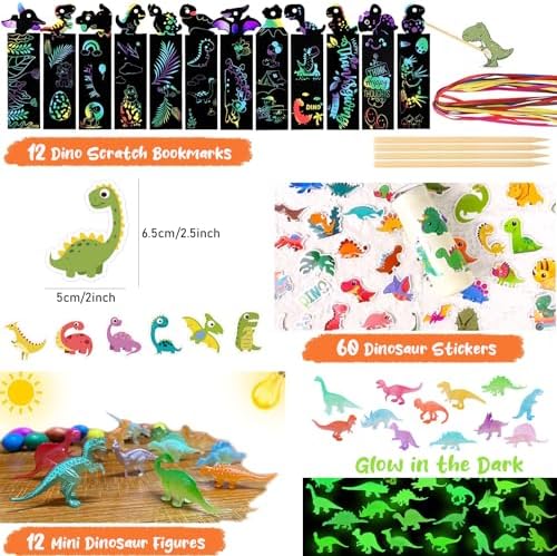 Slmeno Dinosaur Party Favors 10 Styles 168Pcs Set