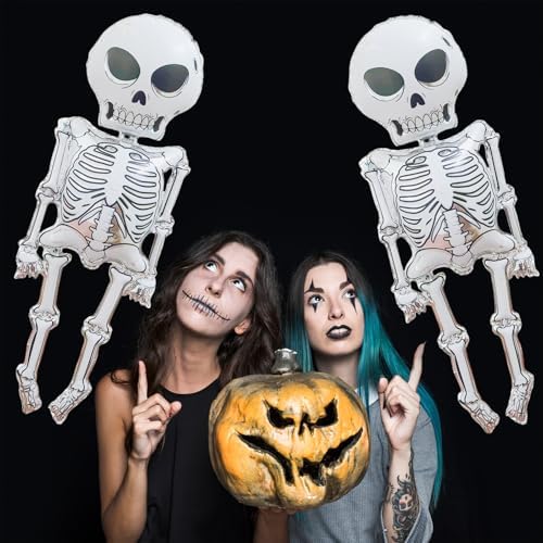 2 Pieces 34x62 Inch Scary Skeleton Balloons for Halloween Decorations