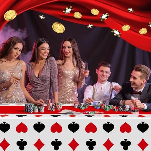 Hosuly 3 Pcs Casino Theme Tablecloths Poker Party Decorations