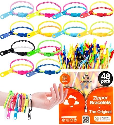 UpBrands 48 Fidget Zipper Bracelets Sensory Toy Set