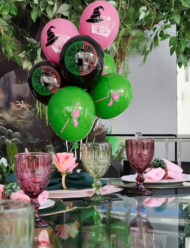 Wicked Balloons Set 12 Inch Pink Green Black with Witch Prints