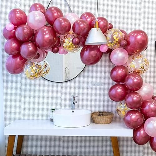 Burgundy Rose Gold Balloons 60 Pcs 12 Inches