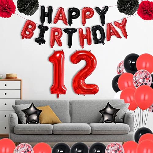 12th Birthday Foil Balloons Decorations Set