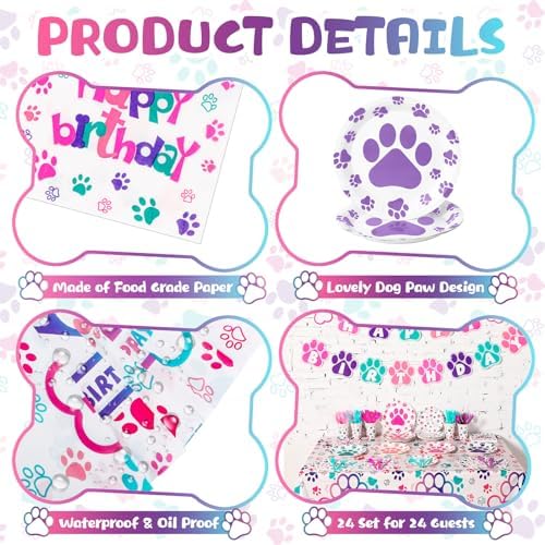 Gejoy 171 Piece Dog Birthday Party Decor Set