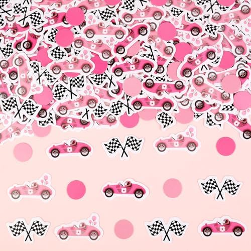 Wonmelody Race Car Confetti Party Decor 200PCS Pink