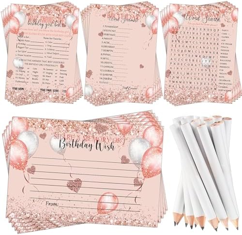 Fumete 100 Piece Birthday Game Set with Pencils and Cards