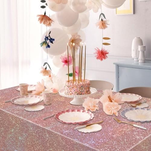 4 Pack Rose Gold Iridescent Tablecloths for Parties