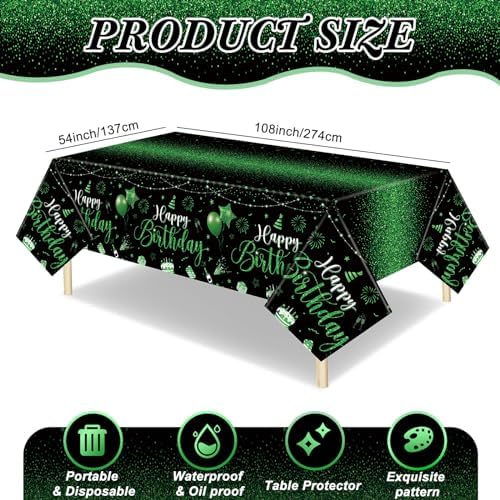 Tudomro 3 Pcs Birthday Tablecloths with Gold Foil Design