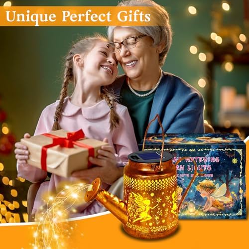 Solar Lanterns Outdoor Waterproof Metal Watering Can Garden Decor