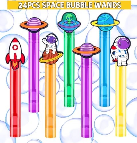 24Pcs Space Bubble Wands for Kids Party Decorations