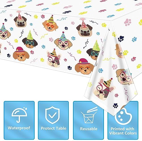 4 Pack Dog Tablecloths Disposable Rectangular for Birthday Parties