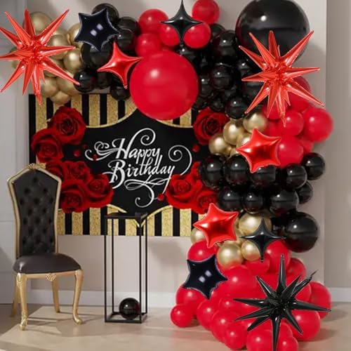 Froova Red and Black Star Balloons 22in Decor Set