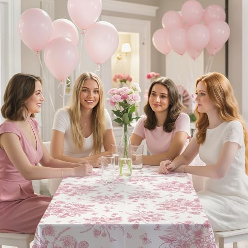 3 Pack Pink Floral Tablecloths 54 X 108 Inch