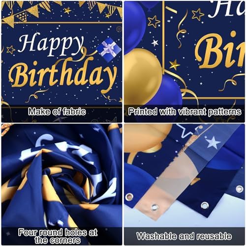 Blue and Gold Birthday Decorations for Men Women