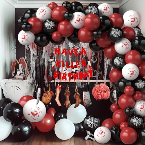Halloween Balloon Garland Kit with Creepy Cloth and Spooky Banners